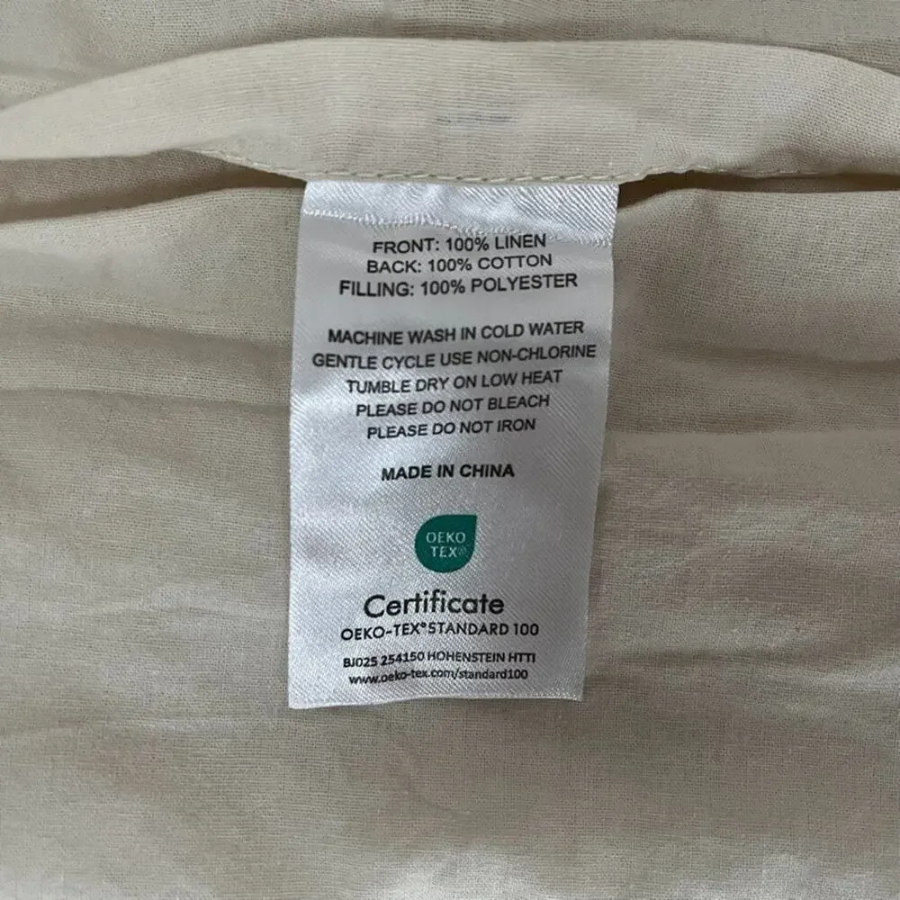 Unbranded White Linen Quilted Single Pillow Sham 38
